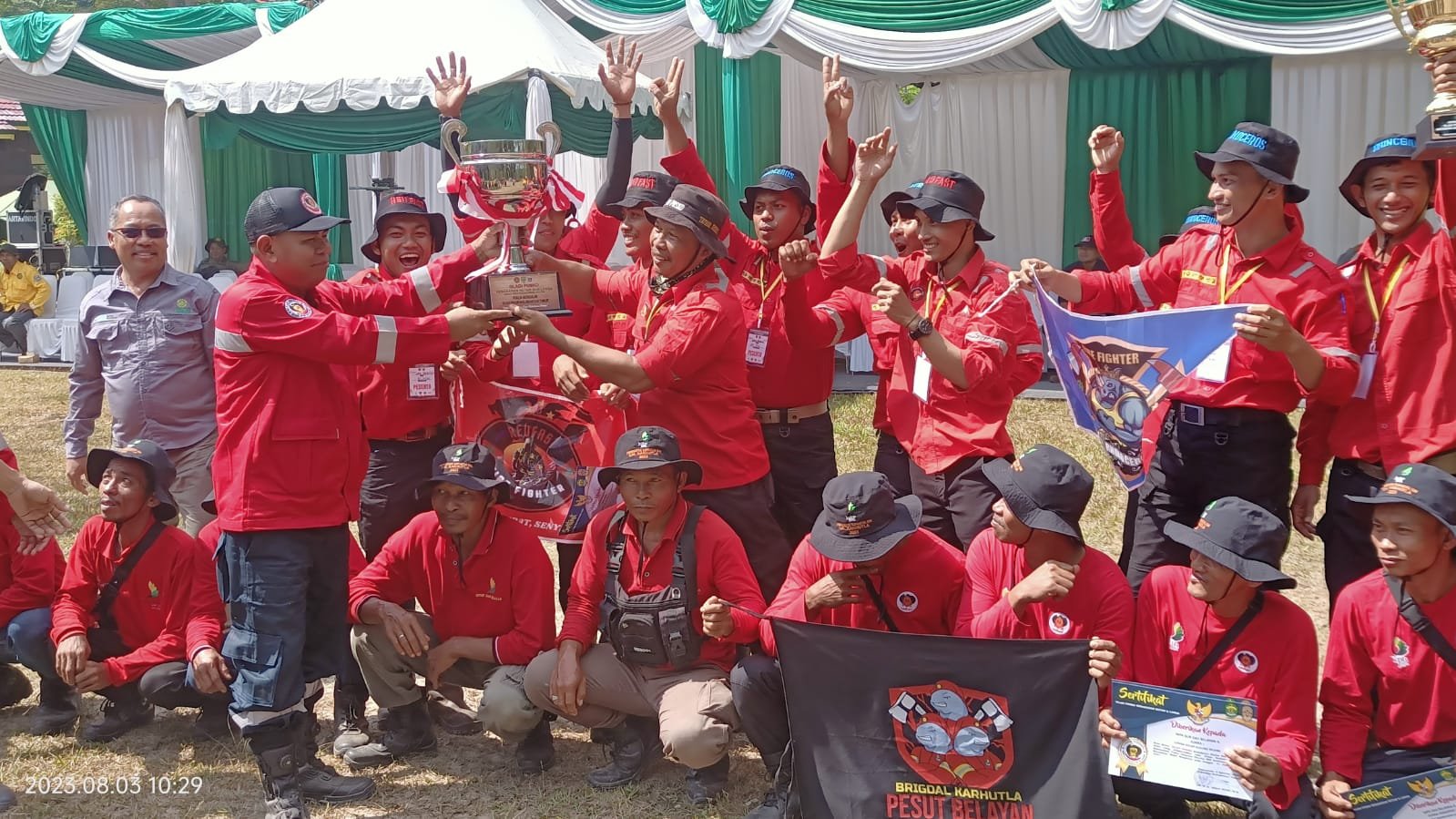 PT Itci Hutani Manunggal Berhasil Mempertahankan Juara Umum Dalam Rangka APEL SIAGA & GLADI POSKO Kebakaran Hutan dan Lahan Provinsi Kalimantan Timur pada tahun 2023